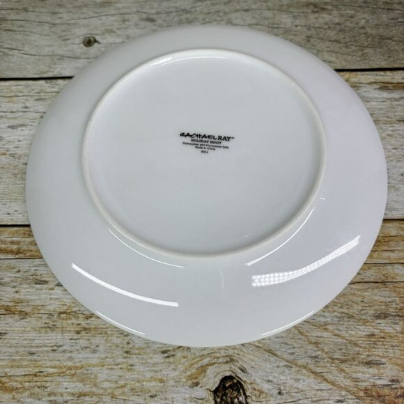 Rachael Ray HOLIDAY HOOT Christmas Tree Owl Stars Porcelain Salad Plates Set 4 - Picture 9 of 16